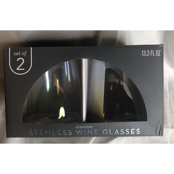 Target Bullseye’s Playground Stemless Iridescent Wine Glass 2pk (NEW IN BOX) - Picture 7 of 10
